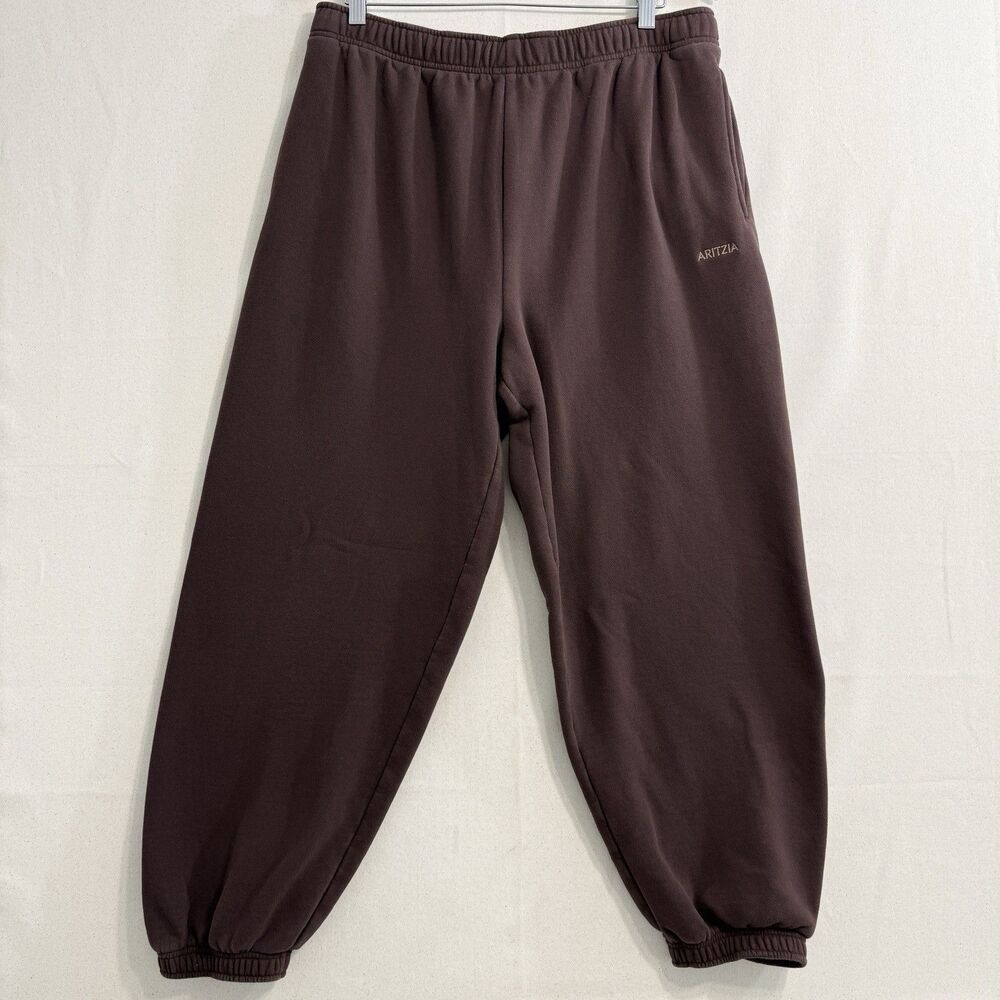 TNA Sweatfleece Jogger Pants Womens Large Brown Mega Fit Aritzia Sweatpants - Picture 1 of 10